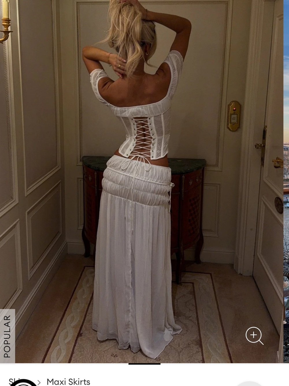 White Off-Shoulder Maxi Dress with Corset Bodice - Picture 2 of 6